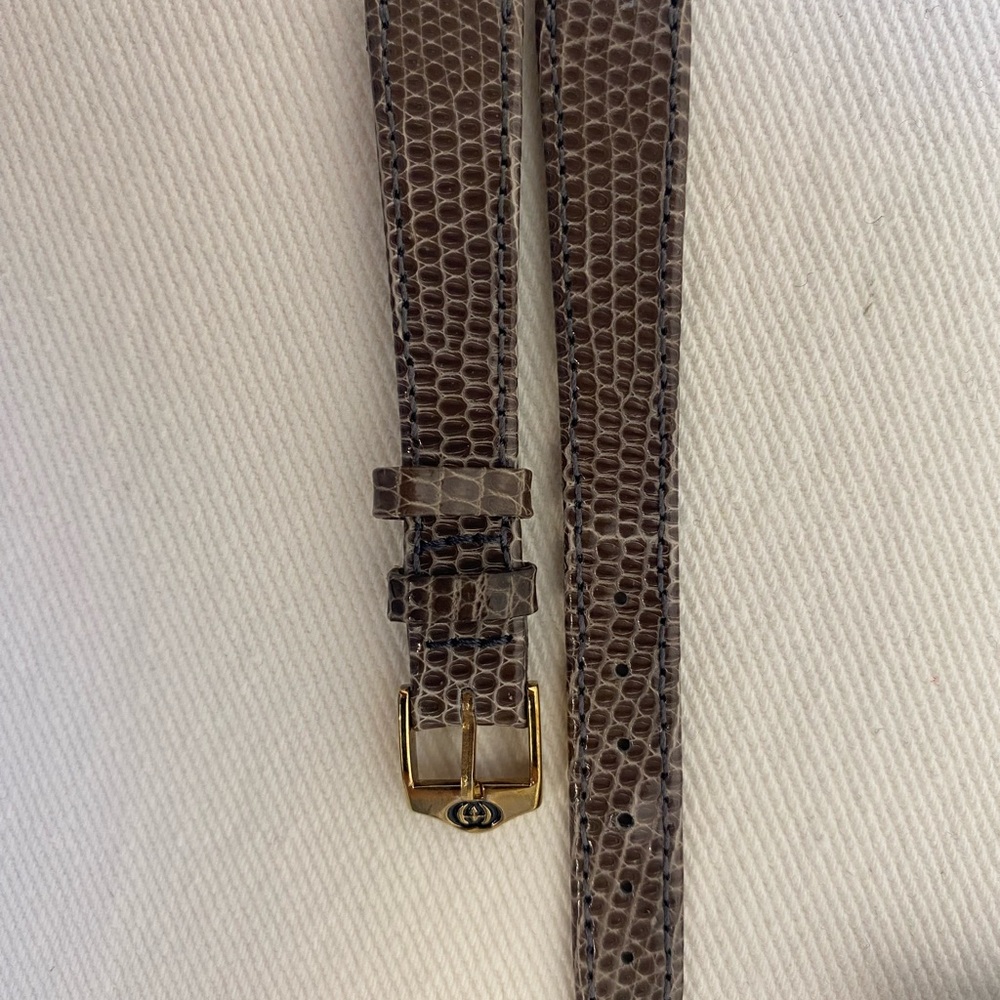 Gucci Brown Textured Watch Strap with Gold Buckle